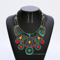 Retro Bohemian Necklace Pendant Earrings Two-Piece Jewelry Set